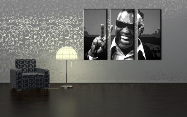 Ručne maľovaný POP Art obraz Ray Charles 3 dielny  rc